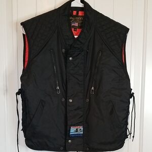 Vanson Black Triple Closure adjustable Quilted Vest Size 42